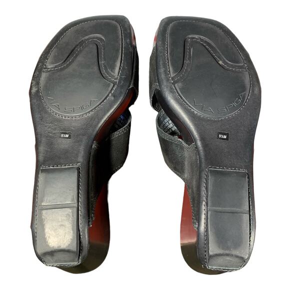 Women's Via Spiga Ernest Black Wedge Sandals 9.5 - Picture 6 of 6